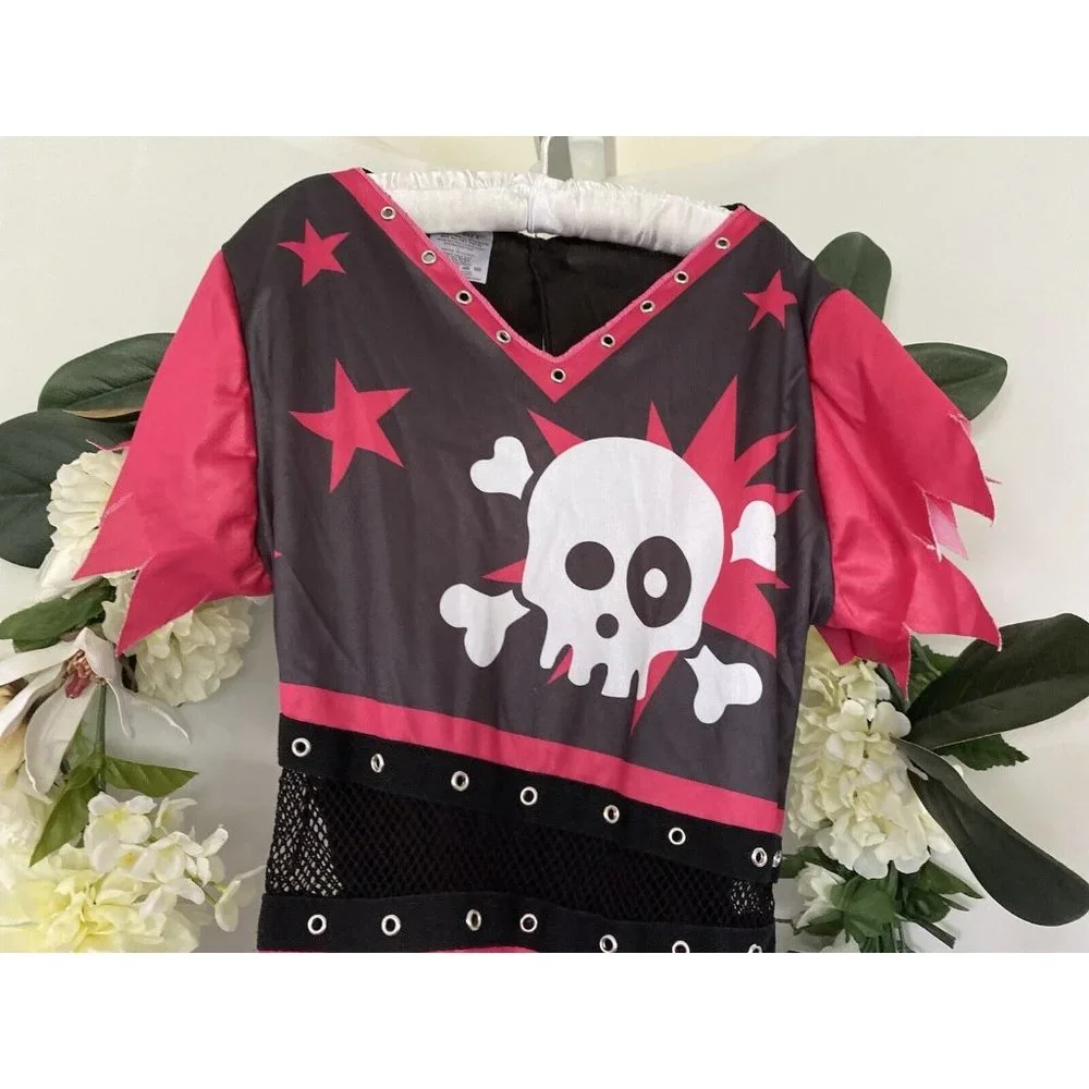 Girls‎ Spirit Halloween Tween Pirate Dress with Skull Size Large Hot Pink Black